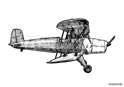 Picture of Vector drawing of airplane stylized as engraving